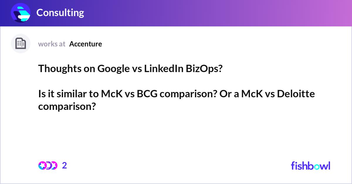 Thoughts on Google vs LinkedIn BizOps? Is it sim... | Fishbowl
