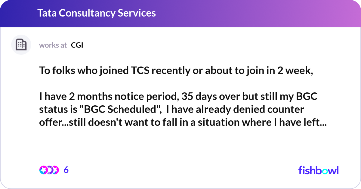 To folks who joined TCS recently or about to join ... | Fishbowl