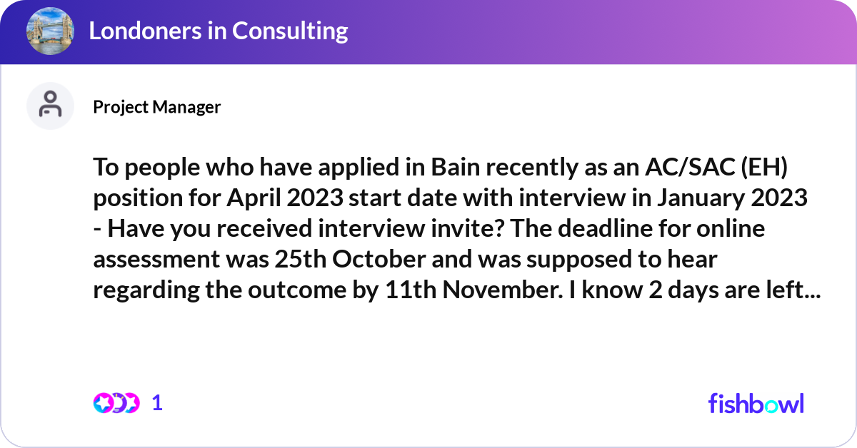 To people who have applied in Bain recently as an ... | Fishbowl