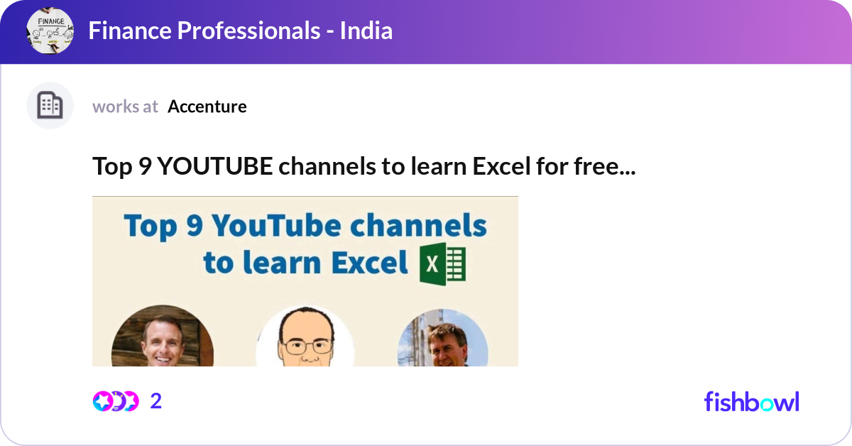 Top 9 YOUTUBE channels to learn Excel for free So... | Fishbowl
