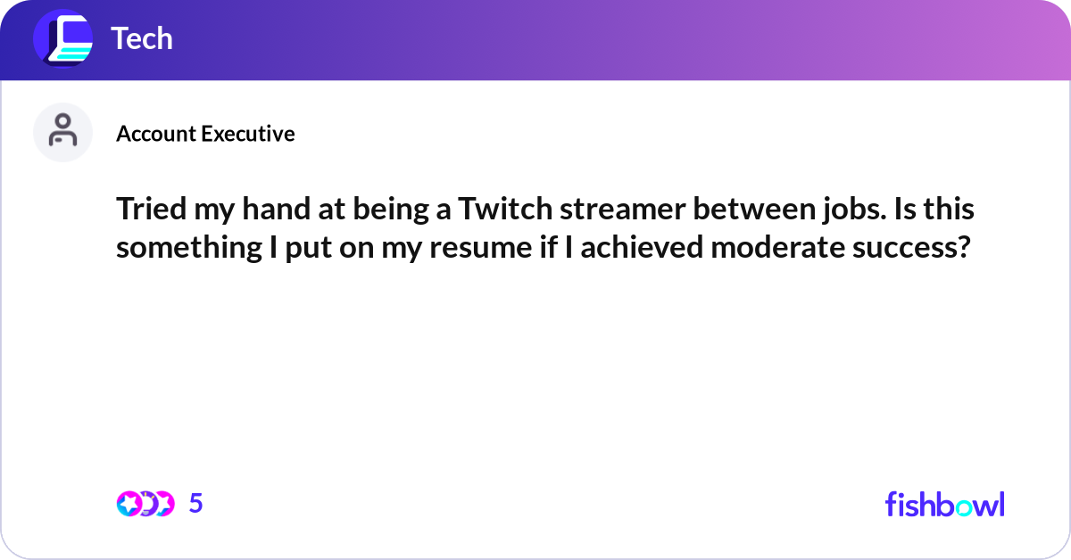 Tried my hand at being a Twitch streamer between j... | Fishbowl