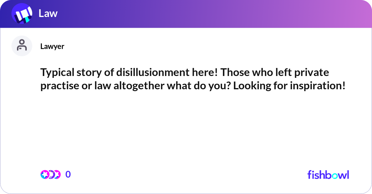 Typical story of disillusionment here! Those who l... | Fishbowl