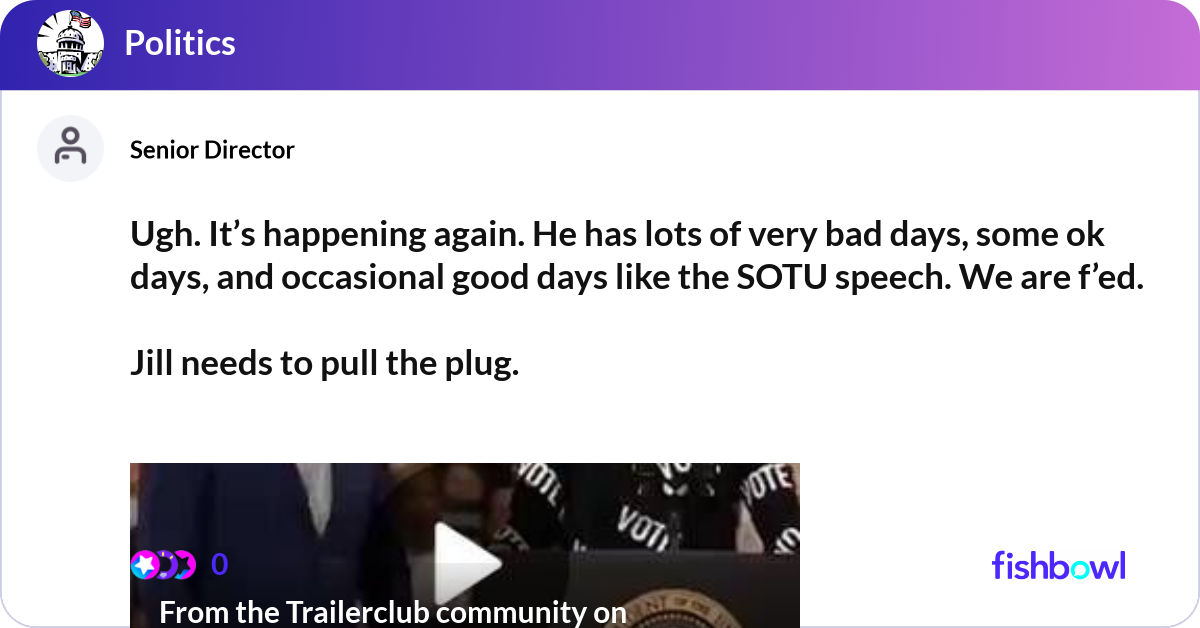 Ugh. It’s happening again. He has lots of very bad... | Fishbowl