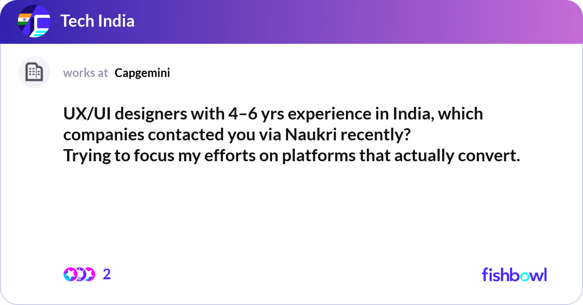 UX/UI designers with 4–6 yrs experience in India, ... | Fishbowl