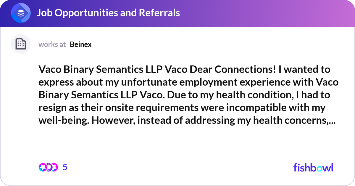 Vaco Binary Semantics LLP Vaco Dear Connections! I... | Fishbowl