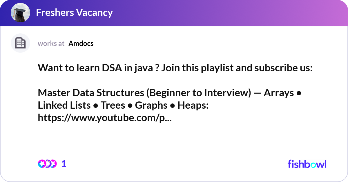 Want to learn DSA in java ? Join this playlist and... | Fishbowl