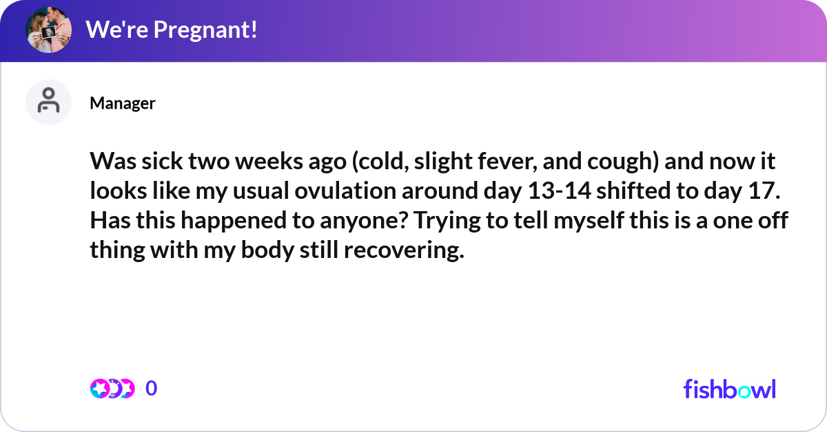 Was sick two weeks ago (cold, slight fever, and co... | Fishbowl