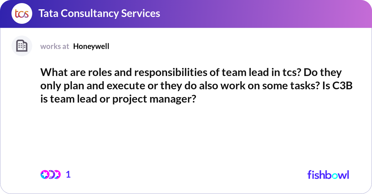 What are roles and responsibilities of team lead i... | Fishbowl