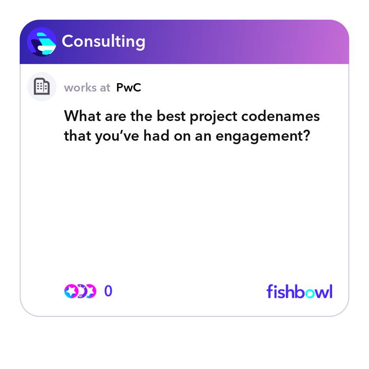What are the best project codenames that you’ve ha... | Fishbowl