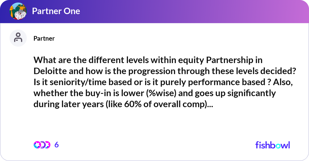 What are the different levels within equity Partne... | Fishbowl