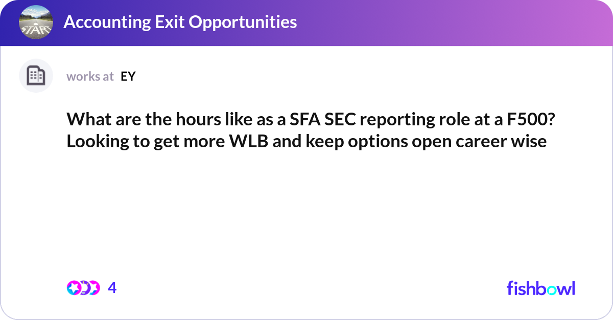 What are the hours like as a SFA SEC reporting rol... | Fishbowl