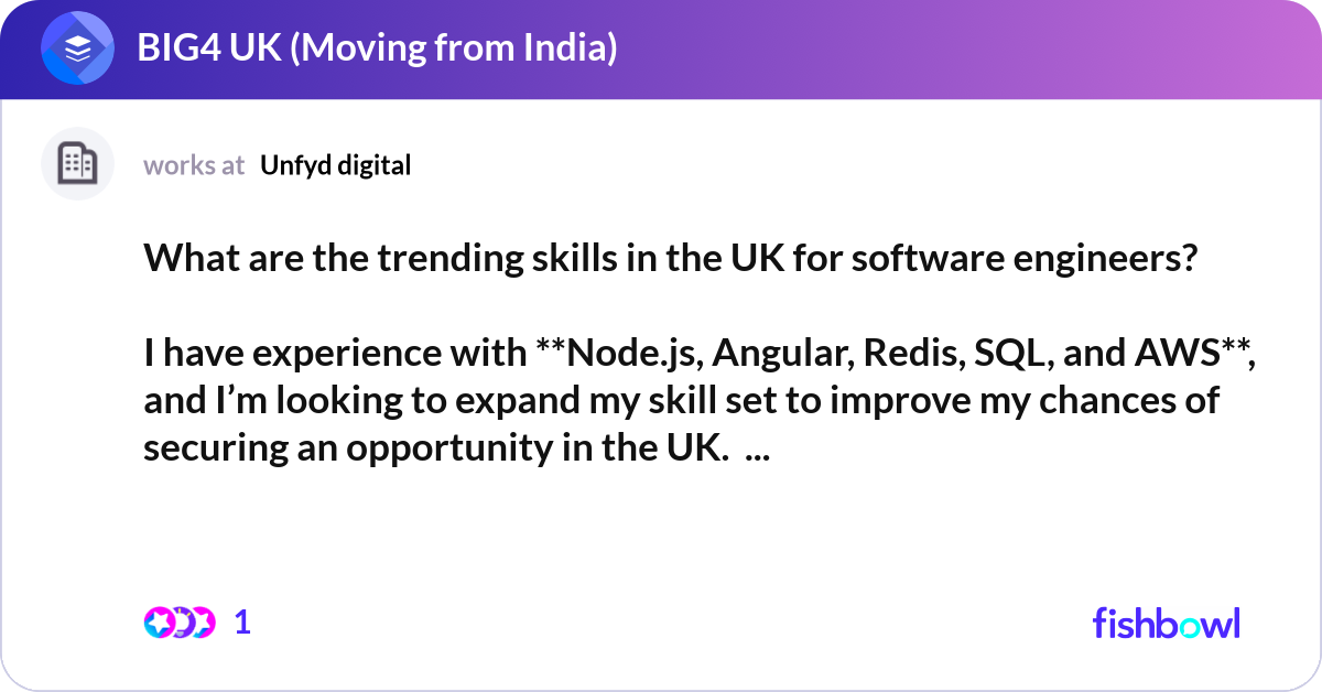 What are the trending skills in the UK for softwar... | Fishbowl