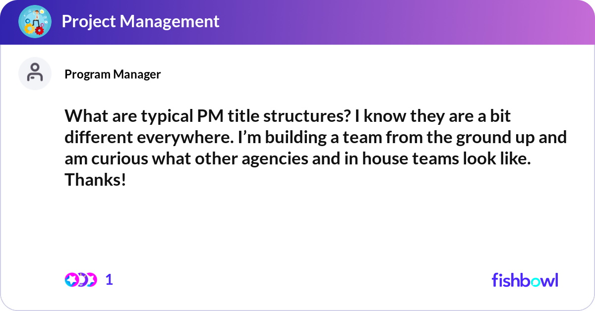 What are typical PM title structures? I know they ... | Fishbowl