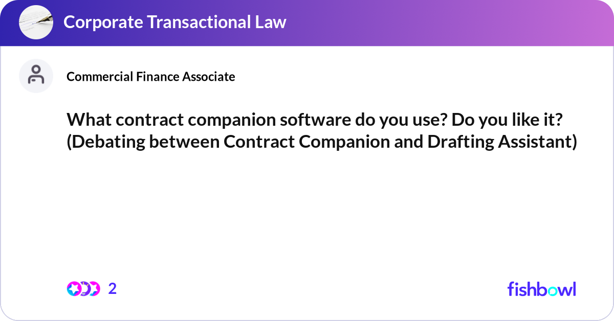 What contract companion software do you use? Do yo... | Fishbowl