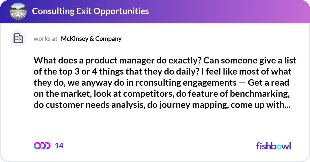 What does a product manager do exactly? Can someon... | Fishbowl