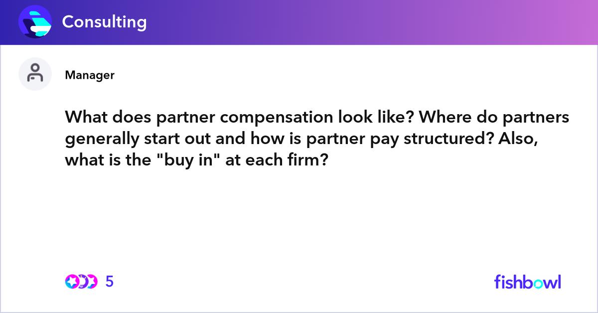 What does partner compensation look like? Where do... | Fishbowl
