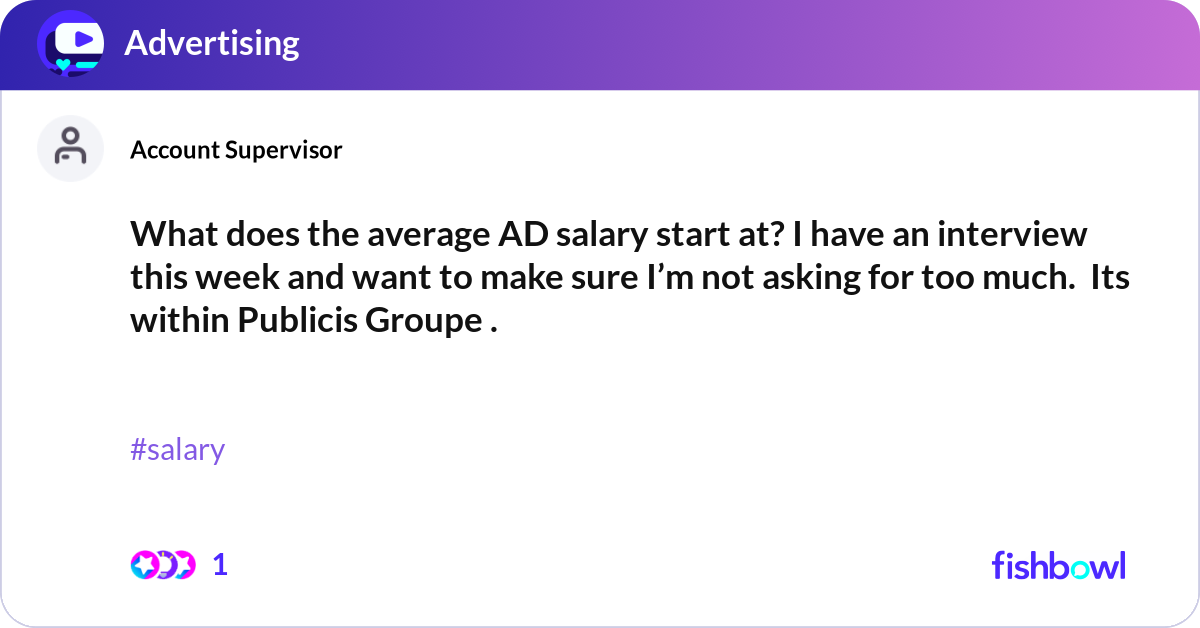 What does the average AD salary start at? I have a... | Fishbowl