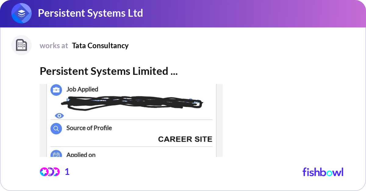 Persistent Systems Limited Hi Friends....What doe... | Fishbowl