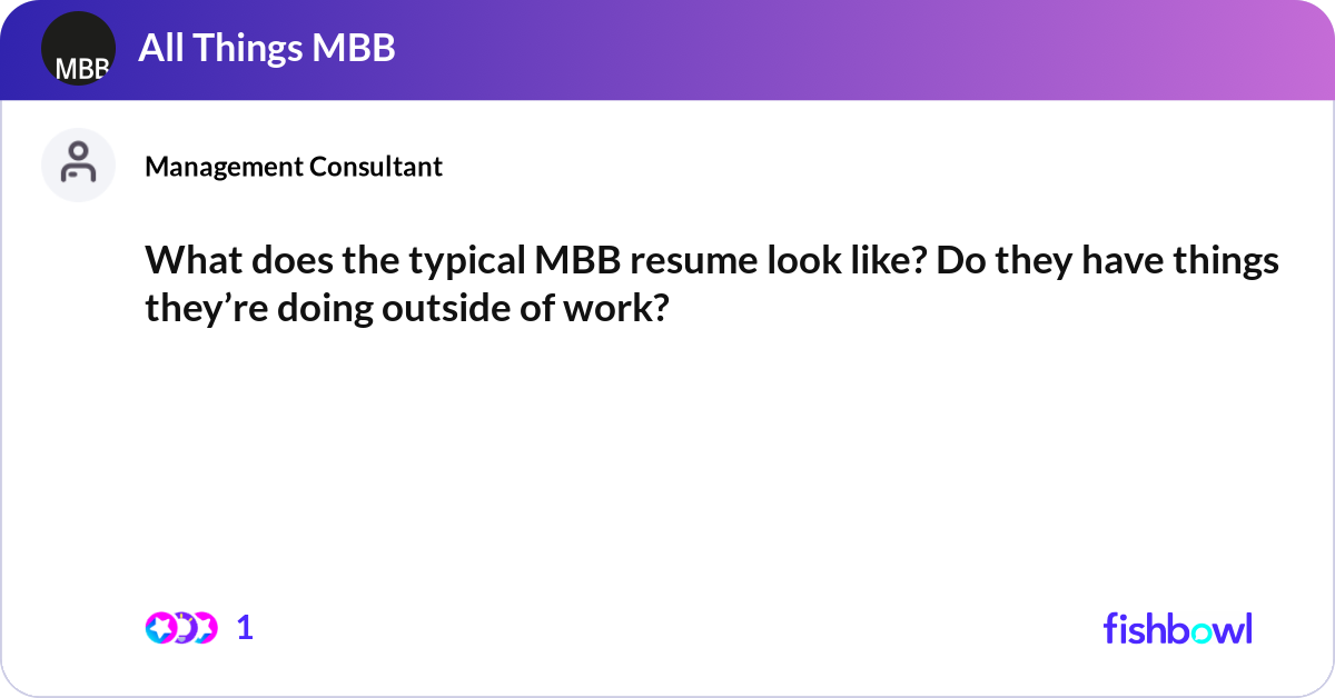 Mbb Cv Example What does the typical MBB resume look like? Do the... | Fishbowl