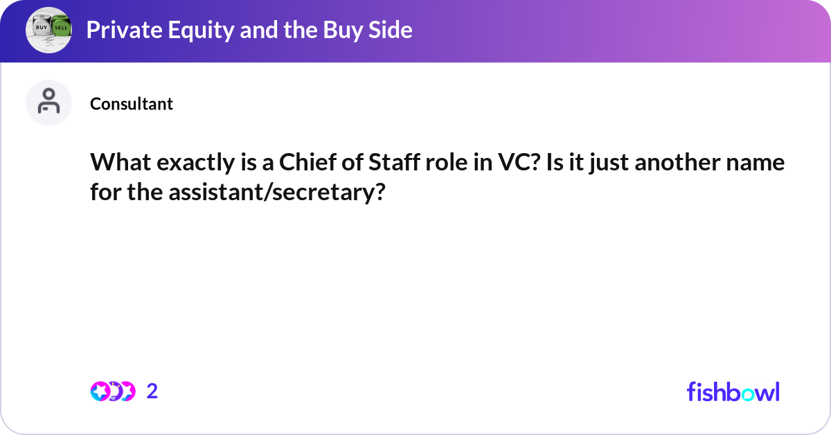 What exactly is a Chief of Staff role in VC? Is it... | Fishbowl