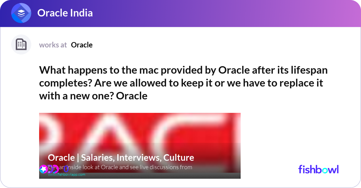 What happens to the mac provided by Oracle after i... | Fishbowl