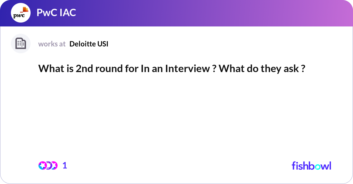 Second Round Image What is 2nd round for In an Interview ? What do th... | Fishbowl