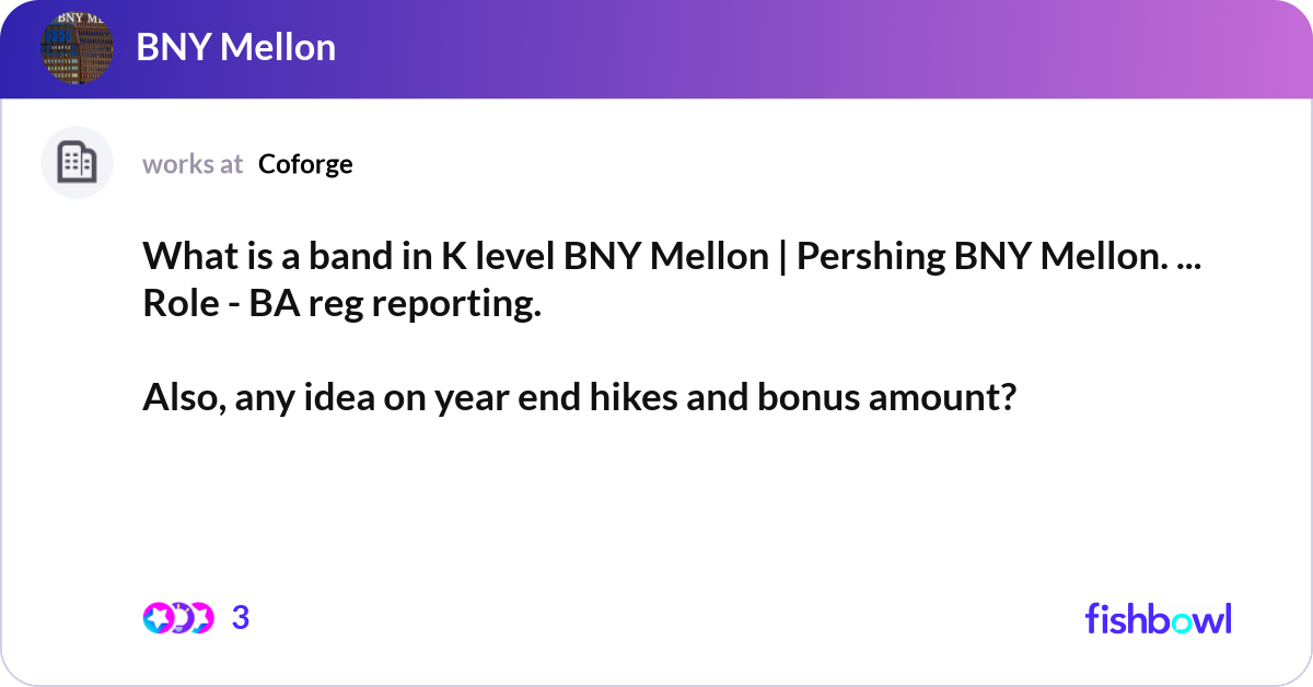What is a band in K level BNY Mellon Pershing BN... Fishbowl