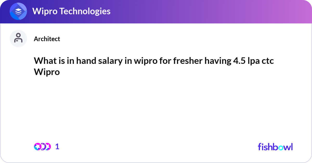 What is in hand salary in wipro for fresher having... | Fishbowl