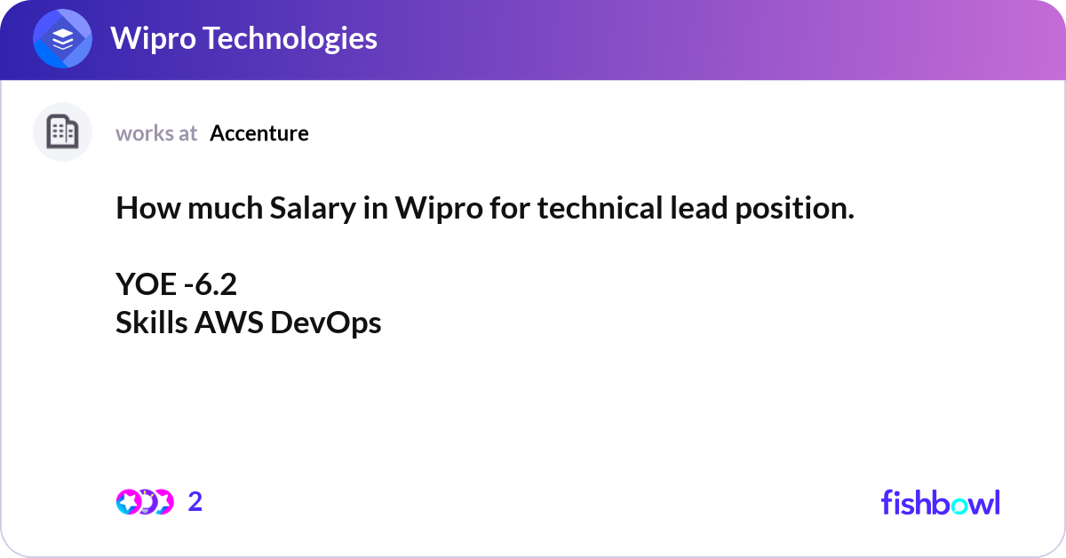 How much Salary in Wipro for technical lead positi... | Fishbowl