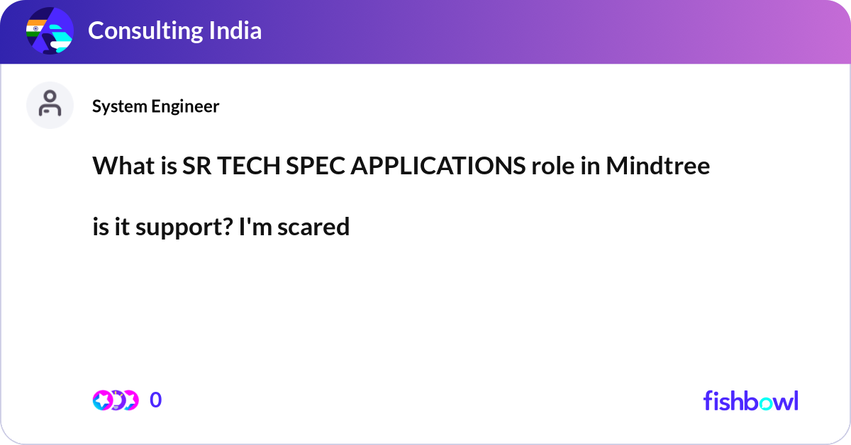 What is SR TECH SPEC APPLICATIONS role in Mindtree... | Fishbowl