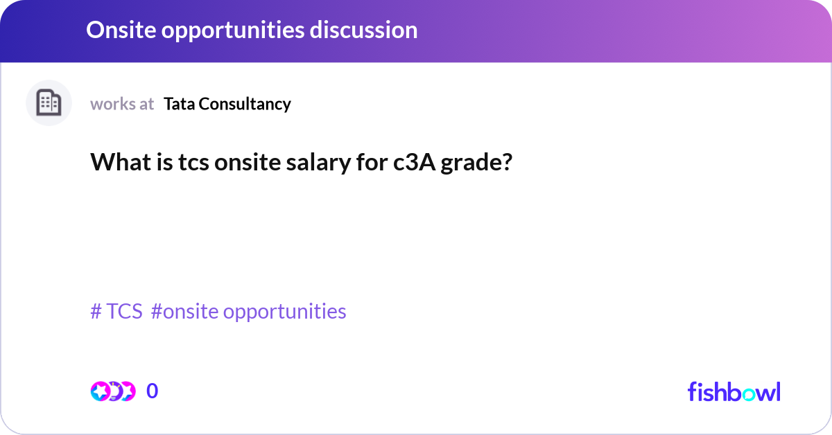 What is tcs onsite salary for c3A grade? | Fishbowl