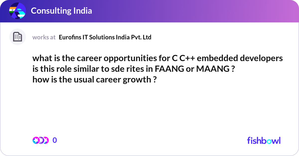 what is the career opportunities for C C++ embedde... | Fishbowl
