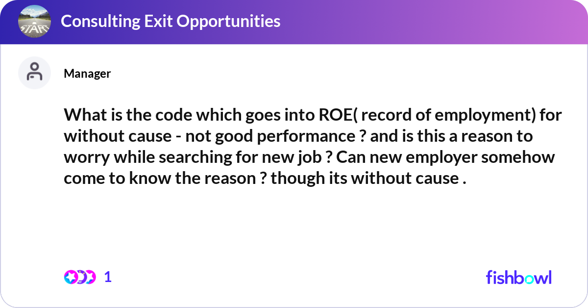 What is the code which goes into ROE( record of em... | Fishbowl