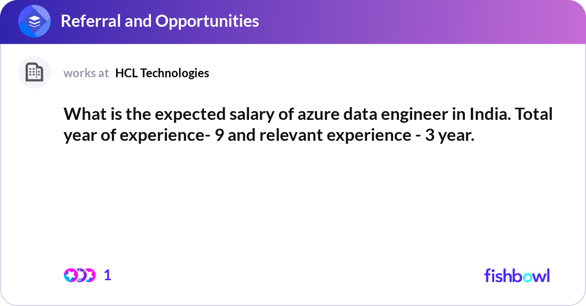 What is the expected salary of azure data engineer... Fishbowl