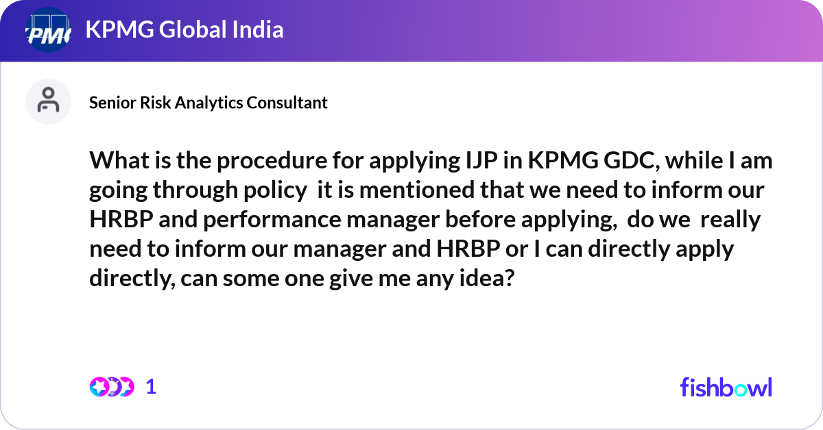 What is the procedure for applying IJP in KPMG GDC... | Fishbowl