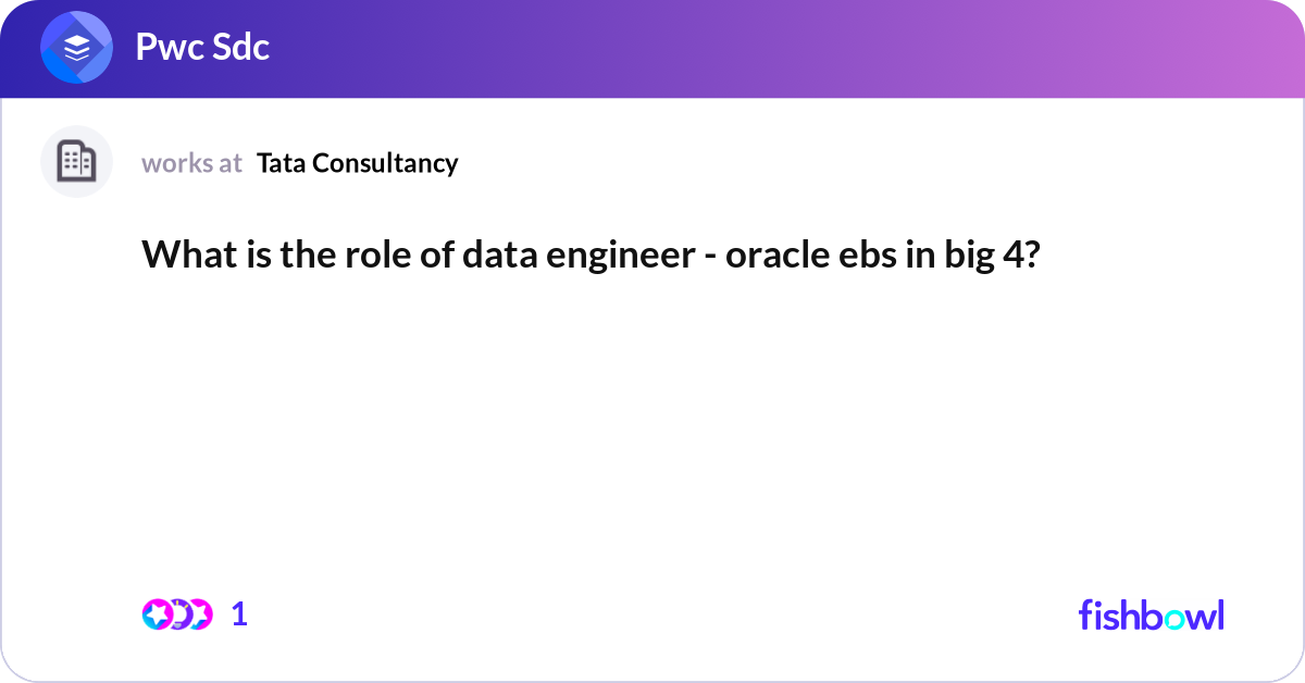 Sdc Oracle What is the role of data engineer - oracle ebs in ... | Fishbowl
