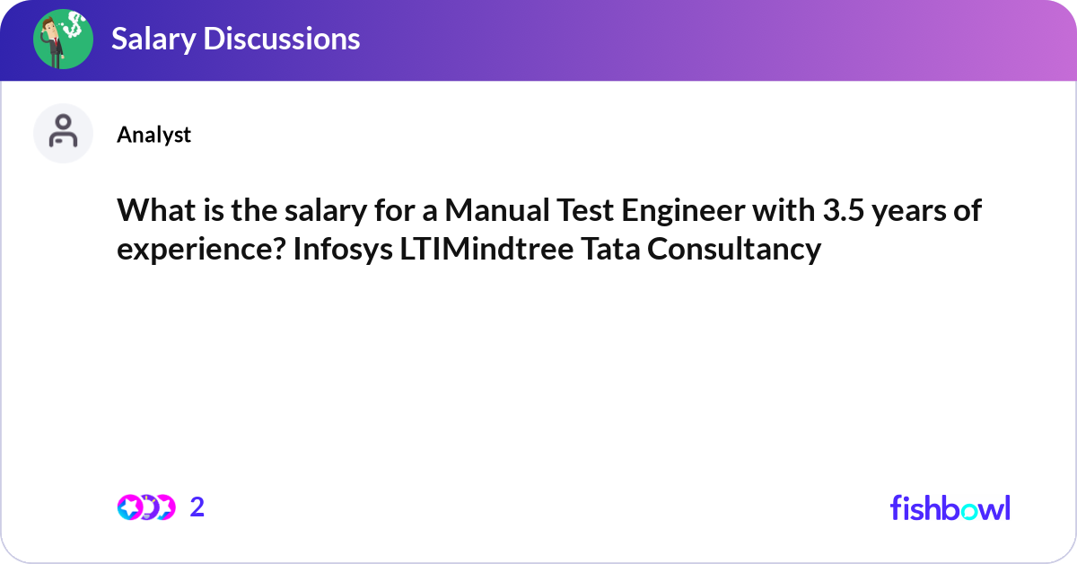 What is the salary for a Manual Test Engineer with... | Fishbowl