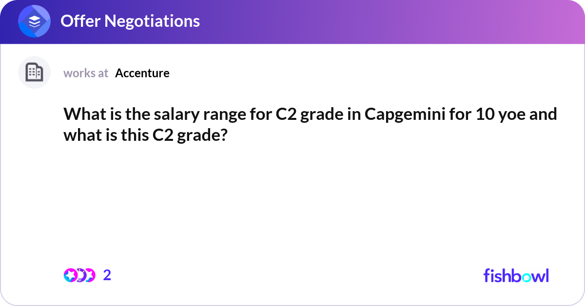 What Is The Salary Range For C2 Grade In Capgemini Fishbowl