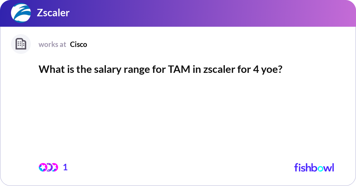 What is the salary range for TAM in zscaler for 4 ... | Fishbowl