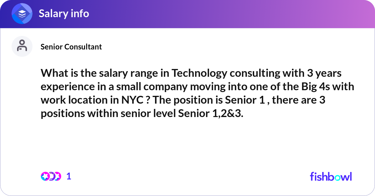 What is the salary range in Technology consulting ... | Fishbowl