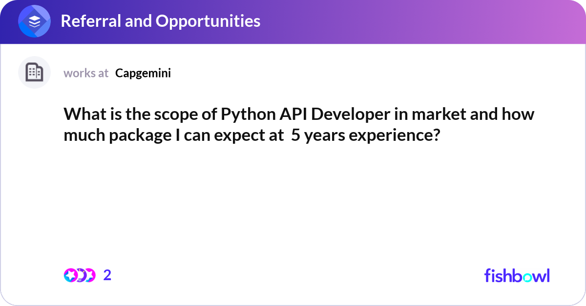 What is the scope of Python API Developer in marke... | Fishbowl