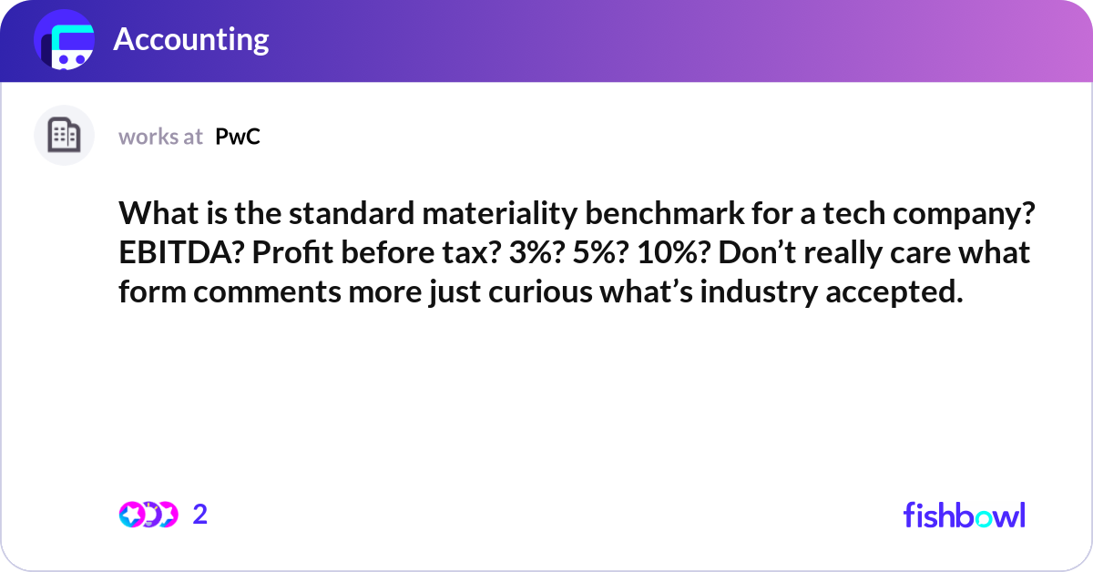 What is the standard materiality benchmark for a t... | Fishbowl