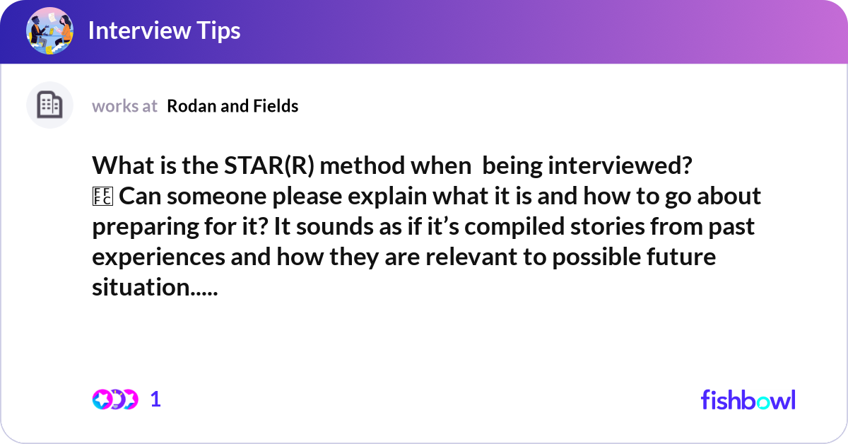 What is the STAR(R) method when being interviewed... | Fishbowl