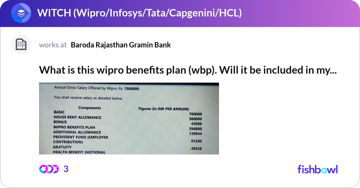 What is this wipro benefits plan (wbp). Will it be... | Fishbowl