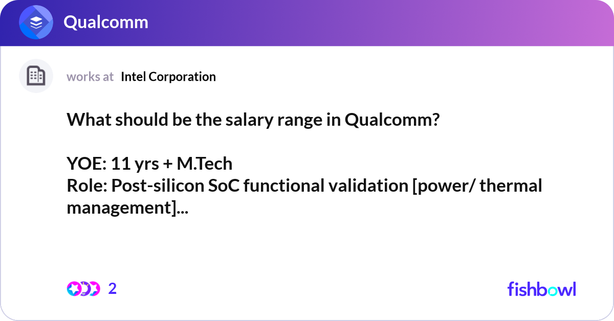 What should be the salary range in Qualcomm? YOE:... | Fishbowl