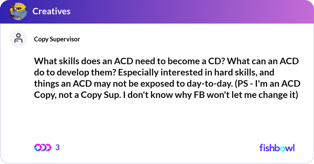 Acd Learning What skills does an ACD need to become a CD? What ... | Fishbowl