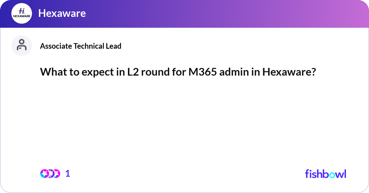 Hexaw What to expect in L2 round for M365 admin in Hexaw... | Fishbowl