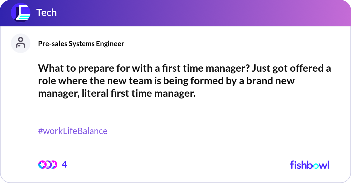 What to prepare for with a first time manager? Jus... | Fishbowl
