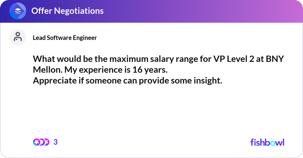What would be the maximum salary range for VP Leve... | Fishbowl