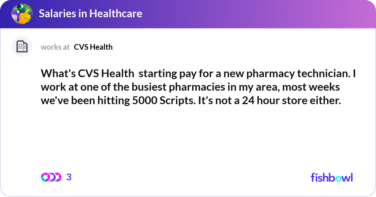 What's CVS Health starting pay for a new pharmacy... | Fishbowl